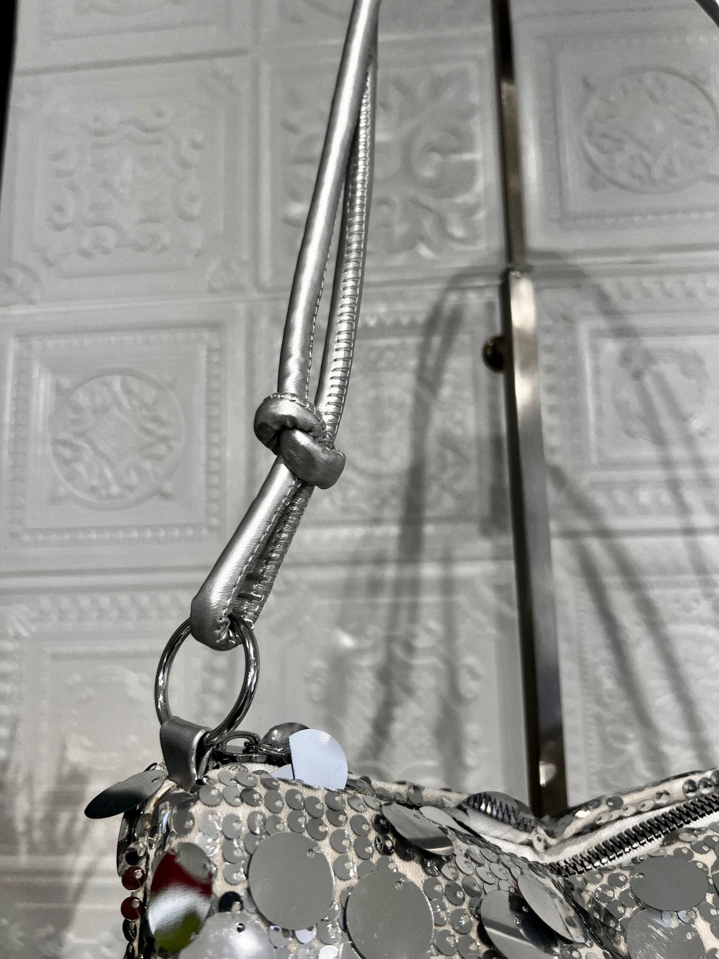 Borsa Paillettes Argento Grande