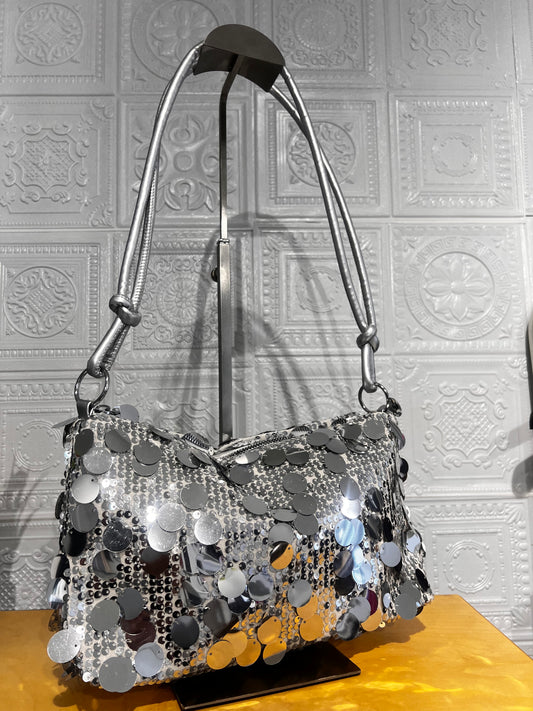 Borsa Paillettes Argento Grande