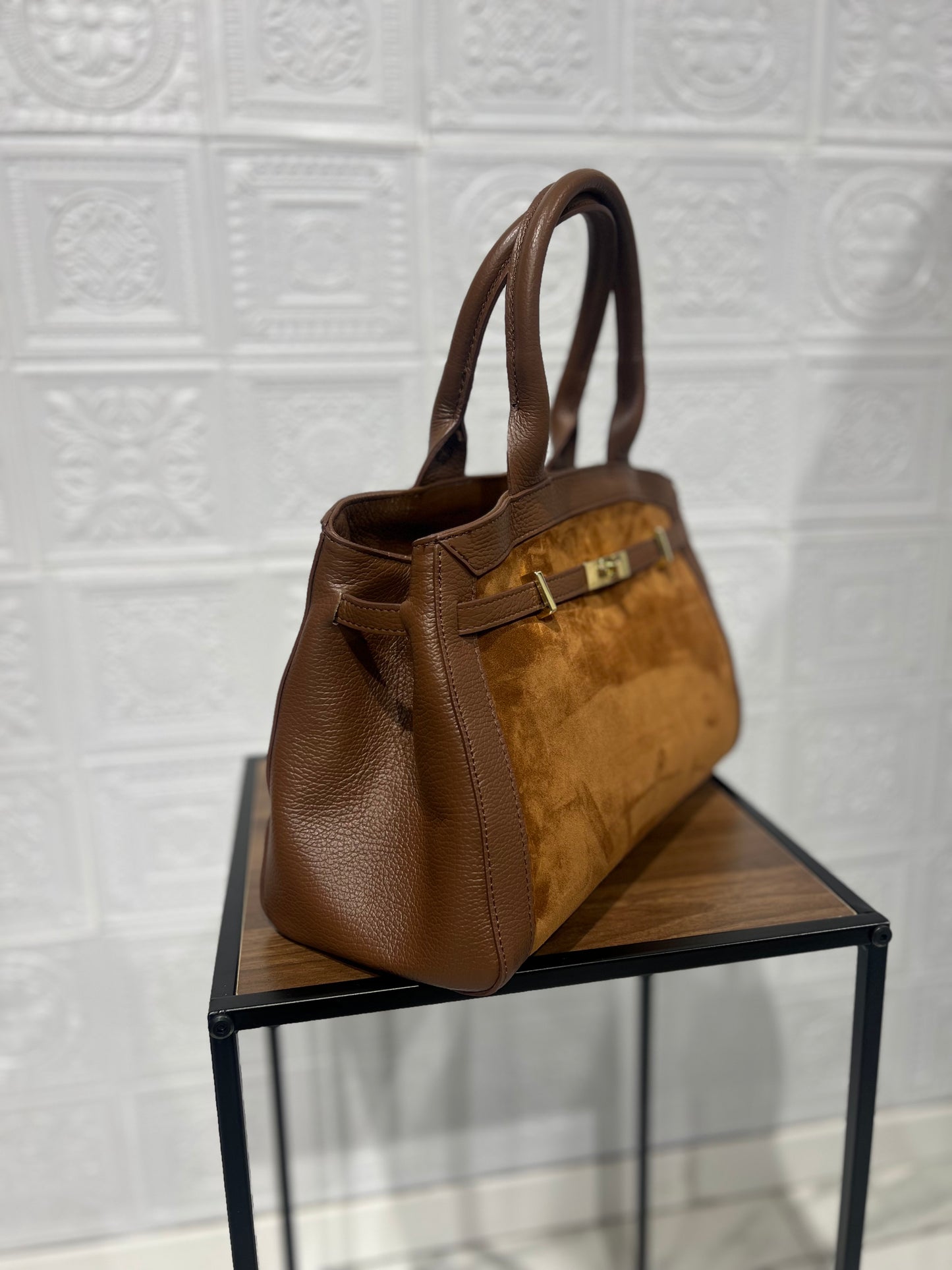 Borsa H Grande Cuoio Vera Pelle