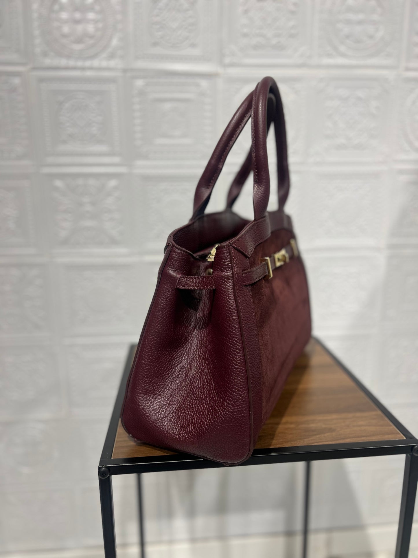 Borsa H Grande Bordeaux Vera Pelle