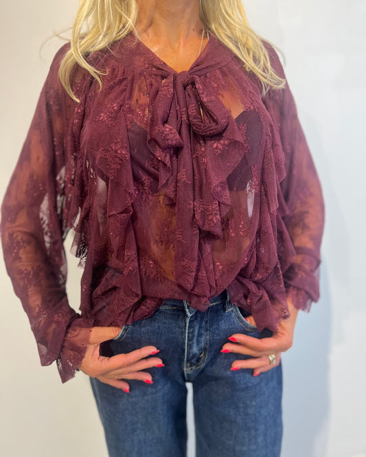 Camicia pizzo con fiocco
