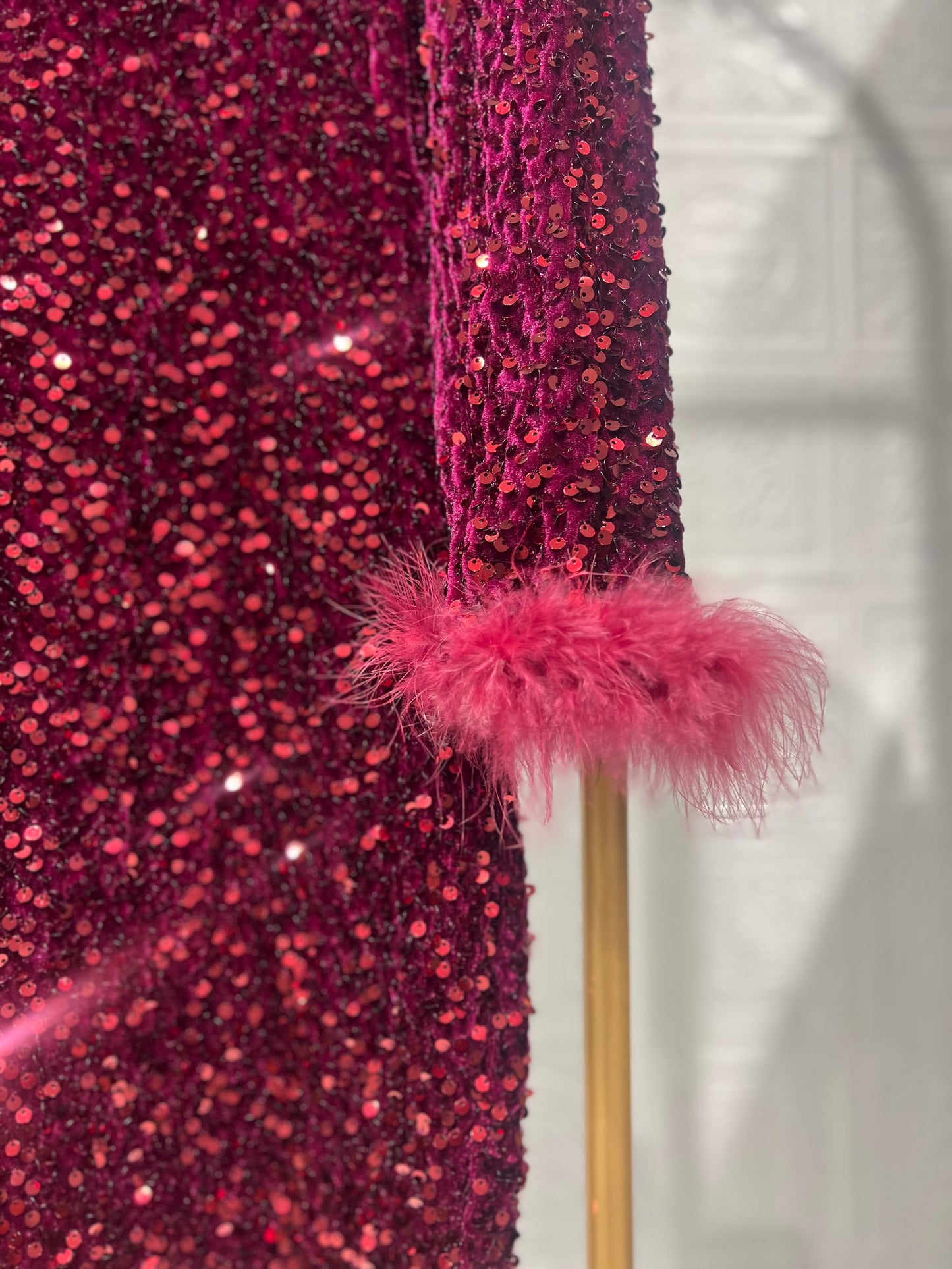 Abito Corto Velluto e paillettes Prugna