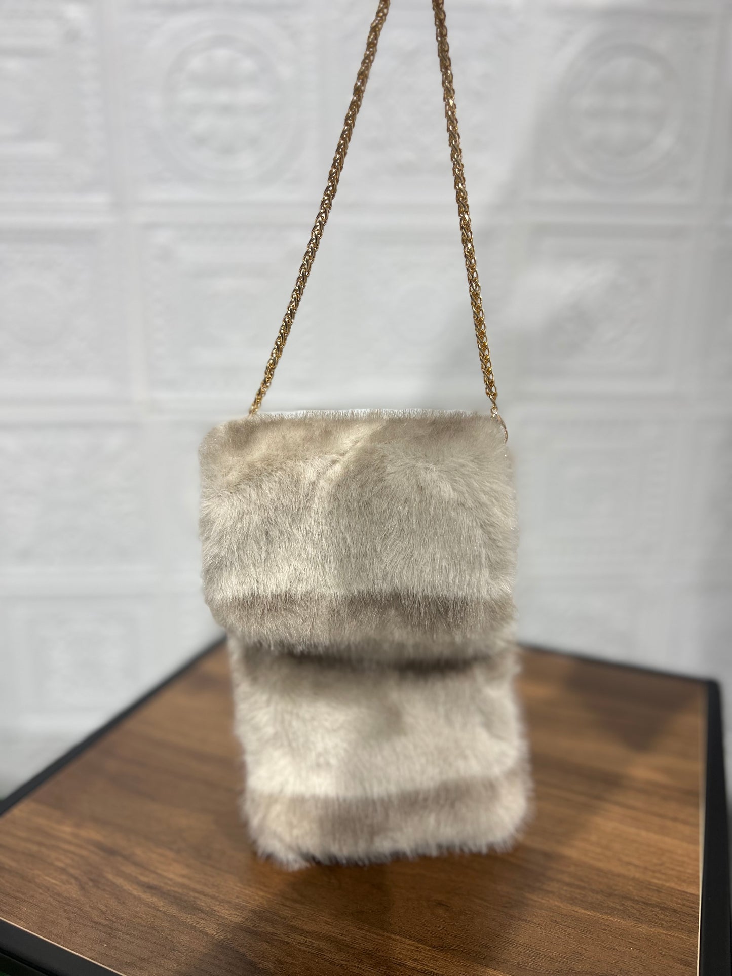 Tracolla Pelo Porta Cellulare Beige