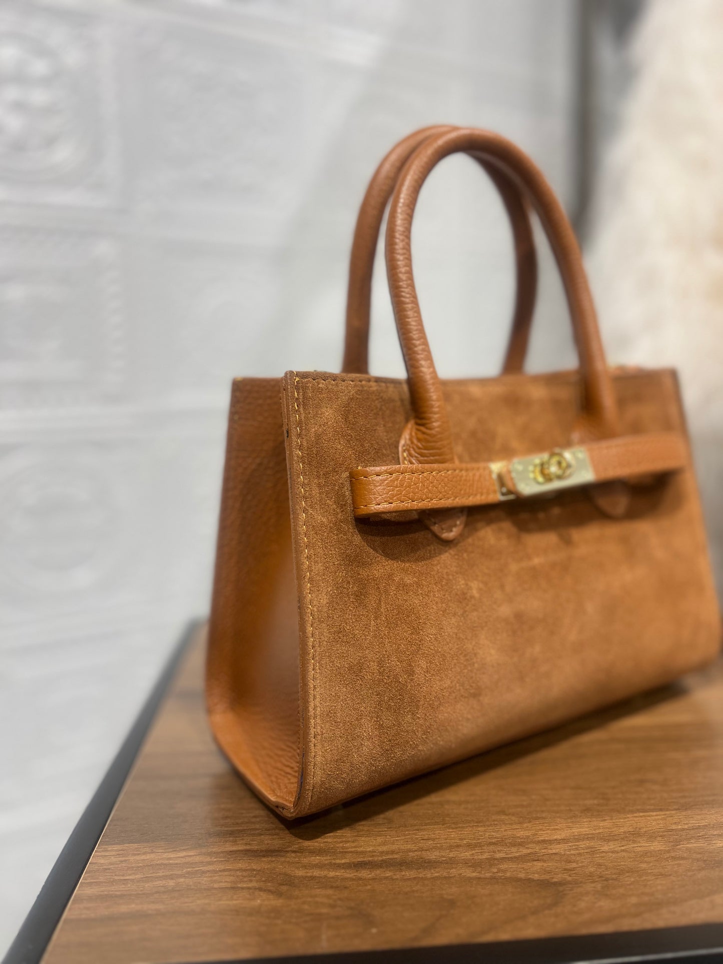 Borsetta H Cammello Vera Pelle