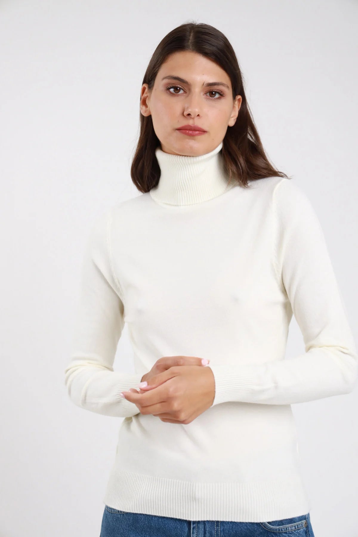 Maglia collo alto Crema