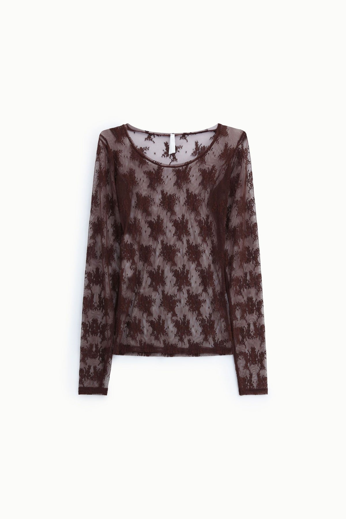 Top trasparente a maniche lunghe plum noir