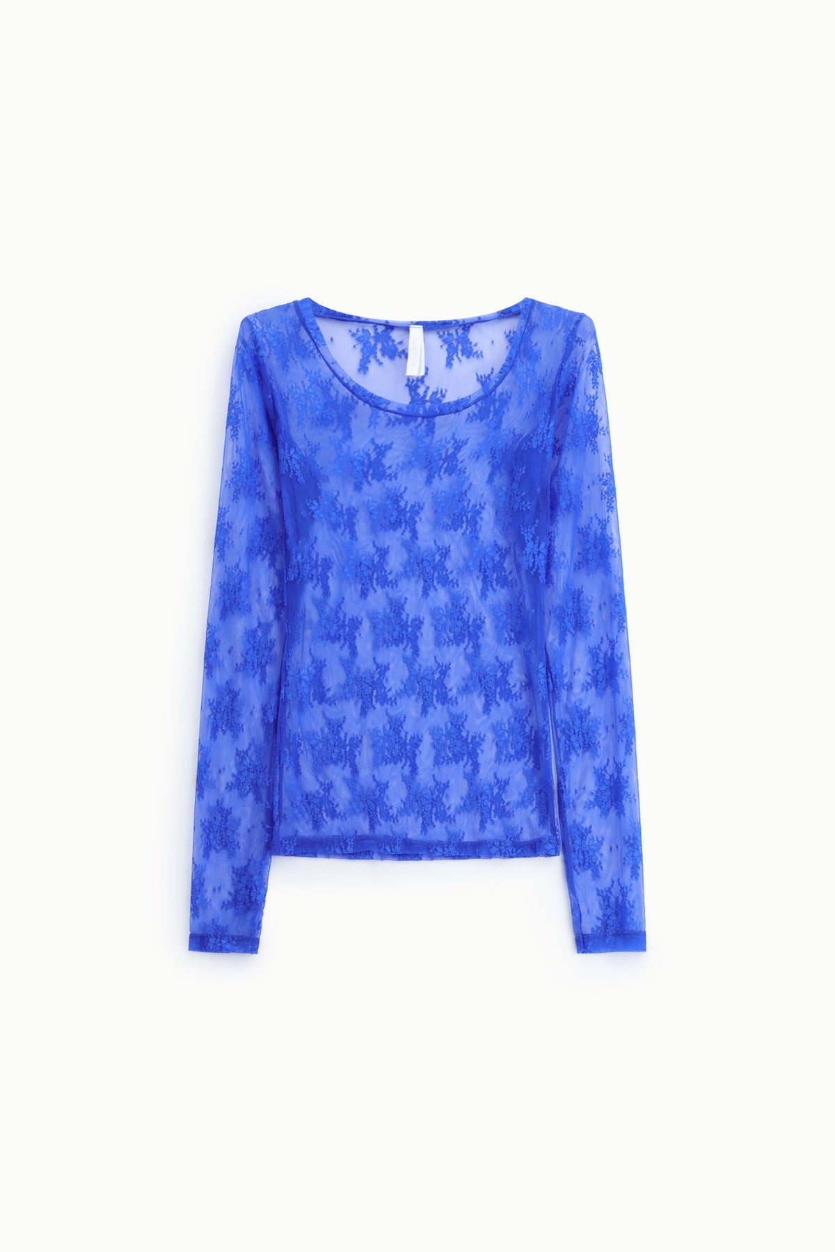Top trasparente a maniche lunghe bluette