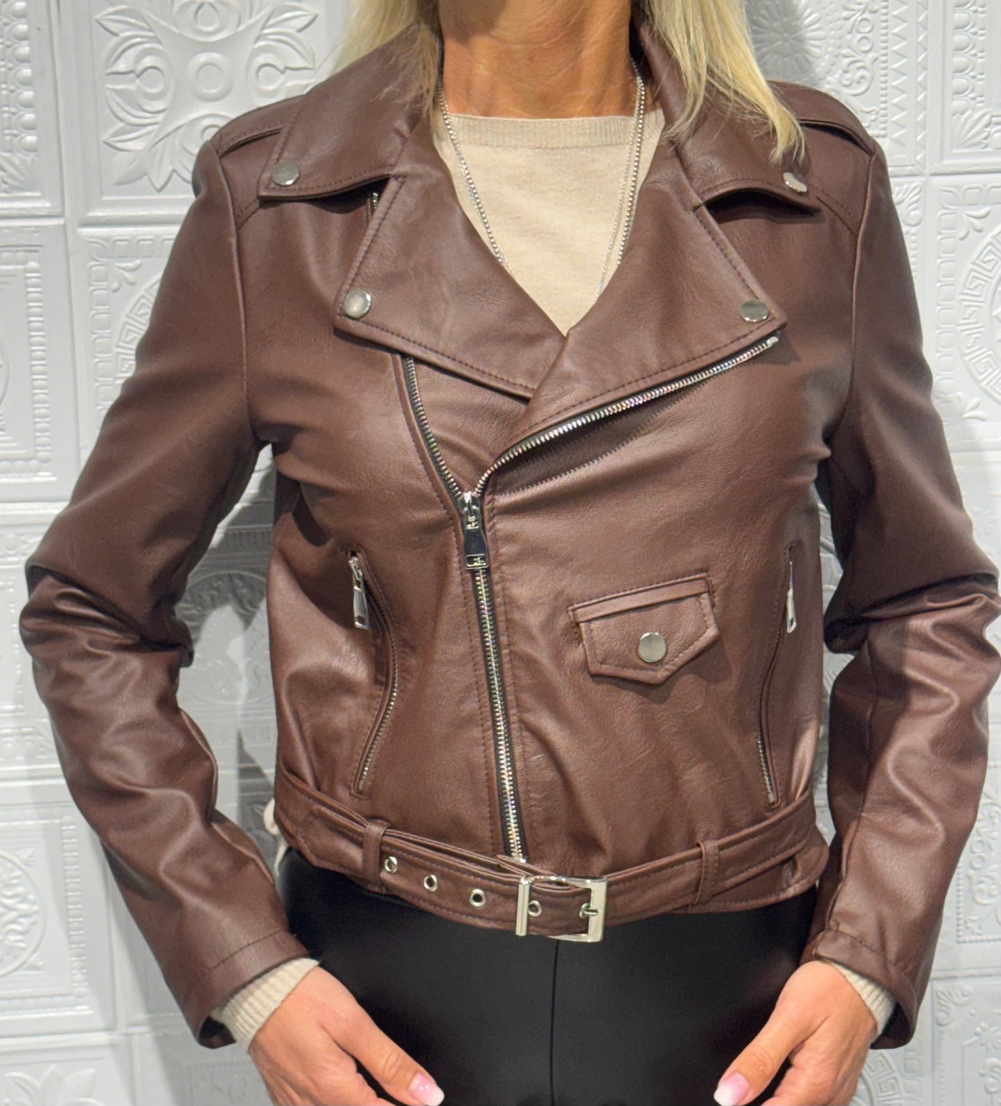 Giubbotto Biker Imperial in similpelle Moro