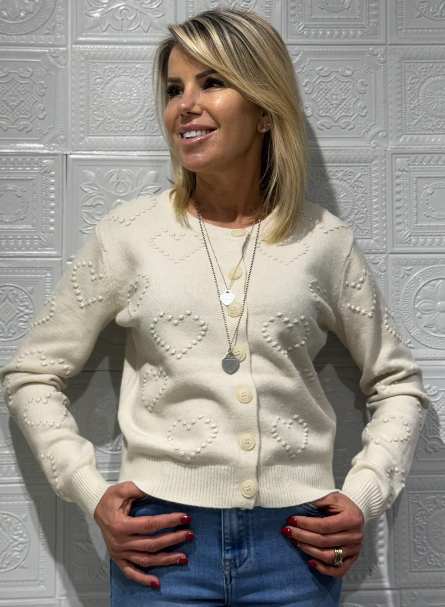 Cardigan Cuore Panna