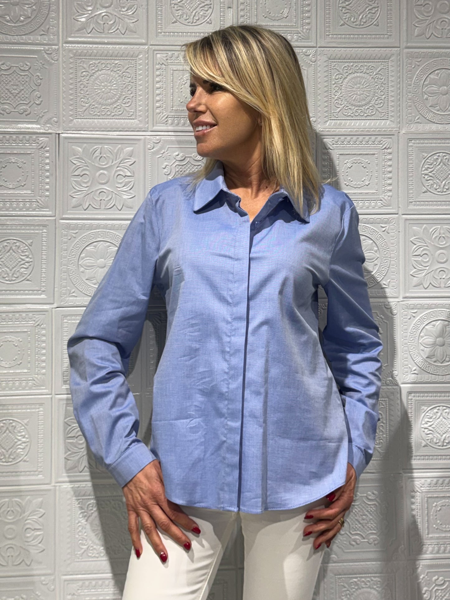 Camicia Arianna in cotone Azzurra
