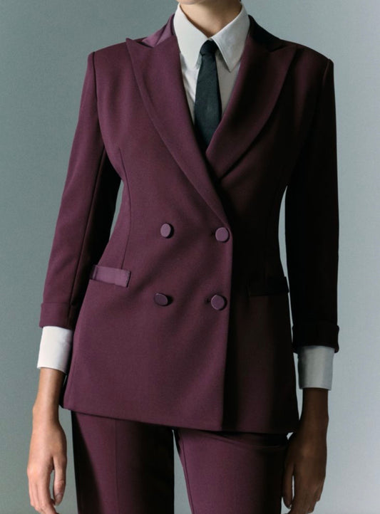 Giacca Imperial doppiopetto Smoking Prugna