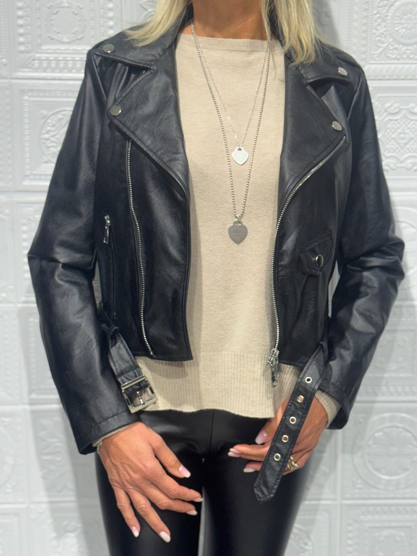 Giubbotto Biker Imperial in Similpelle Nero