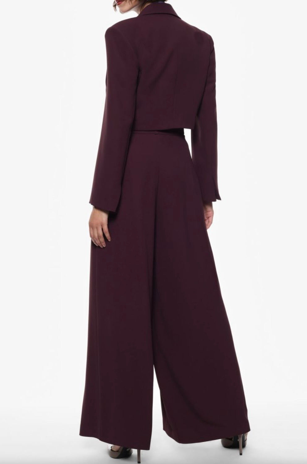 Pantaloni Imperial Palazzo con cintura e pince Prugna