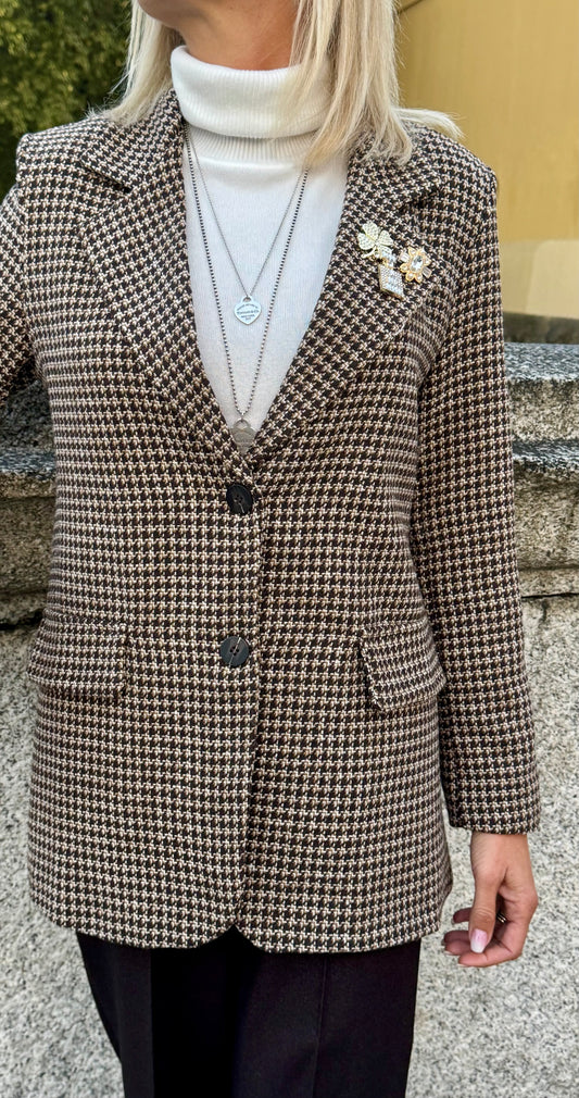 Giacca Olimpia pied de poule marrone