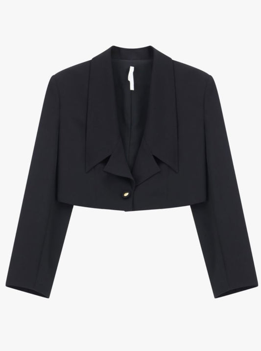 Blazer Imperial corto monopetto con collo ampio Nero