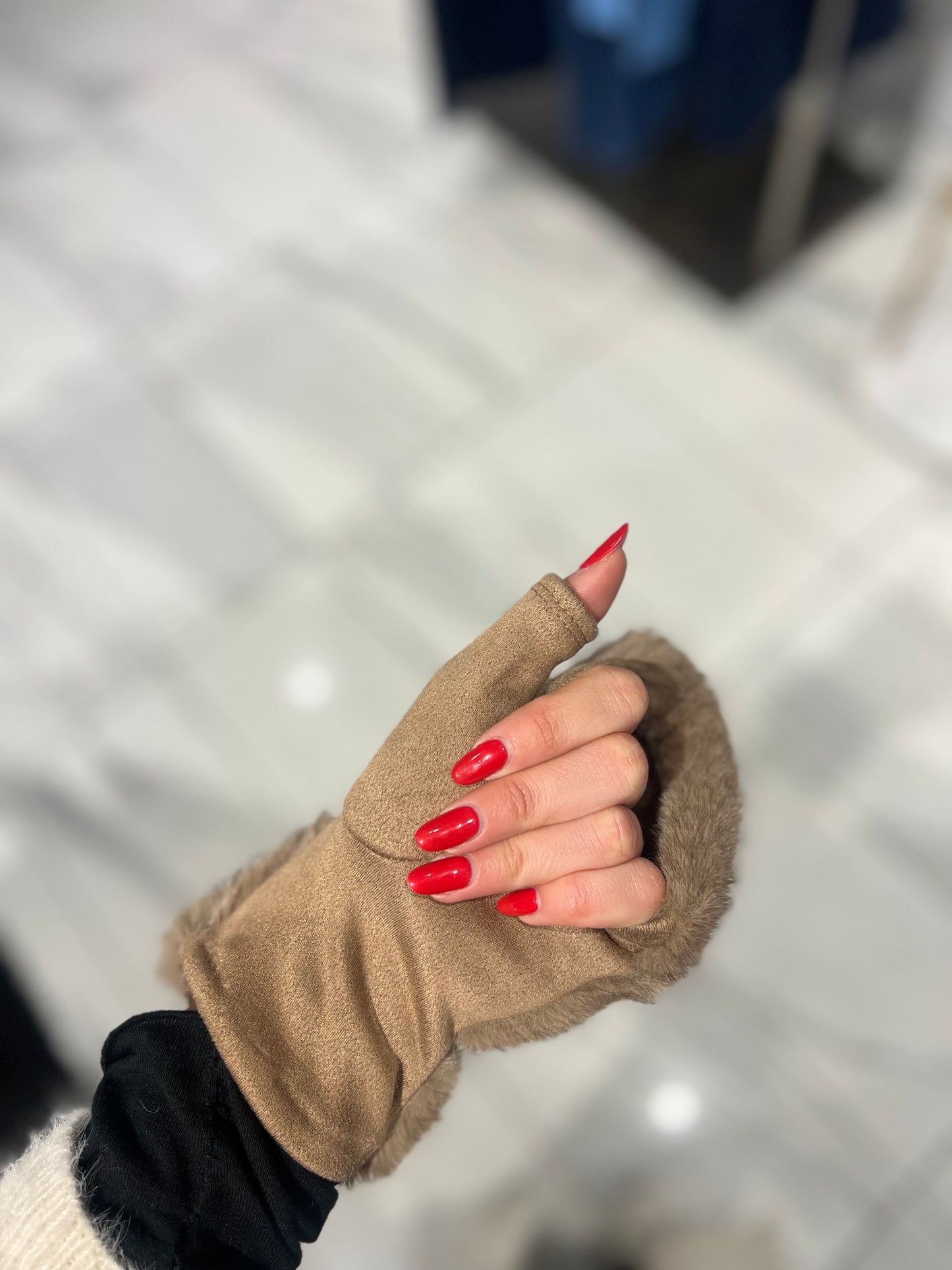 Guanti senza Dita Beige