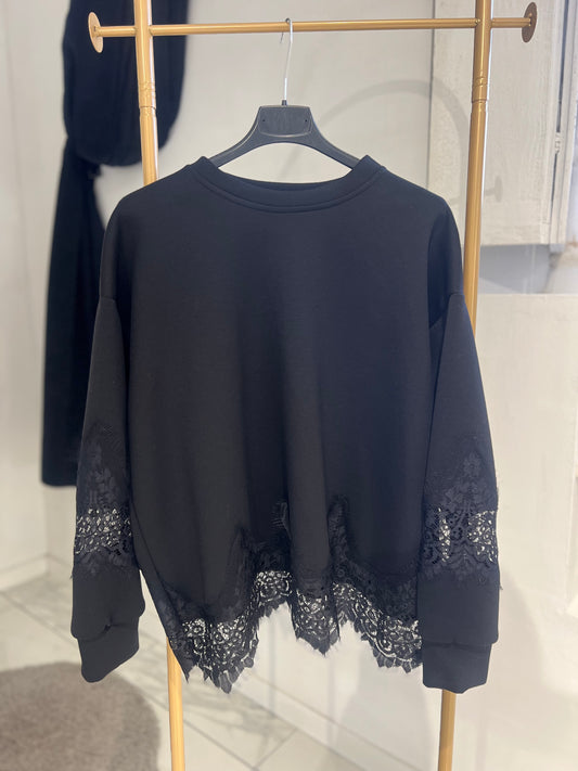 Felpa con Pizzo Nero