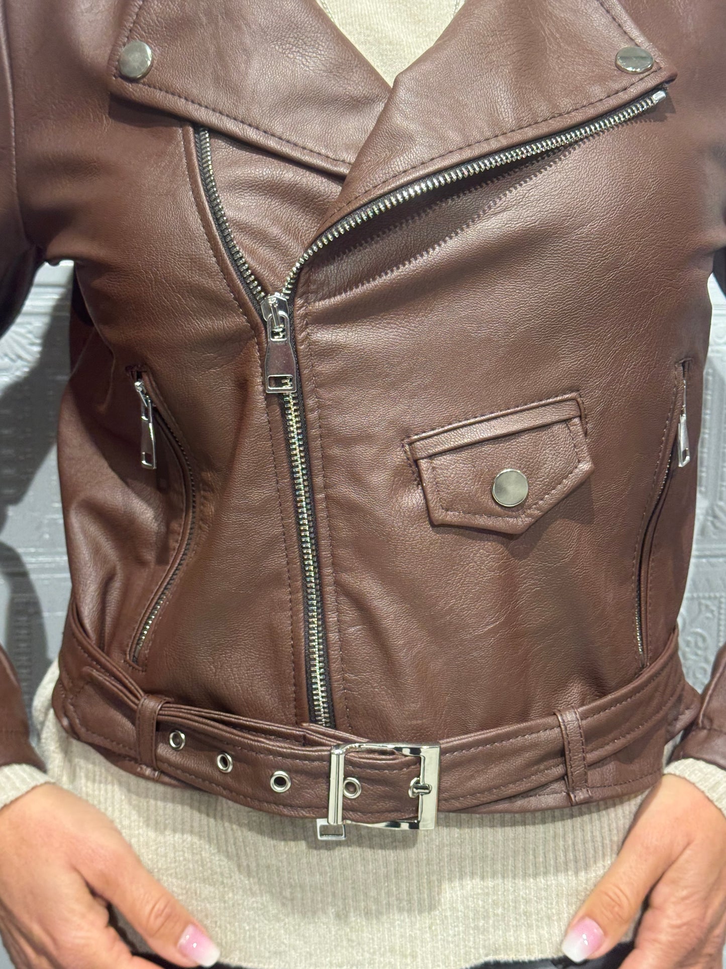 Giubbotto Biker Imperial in similpelle Moro