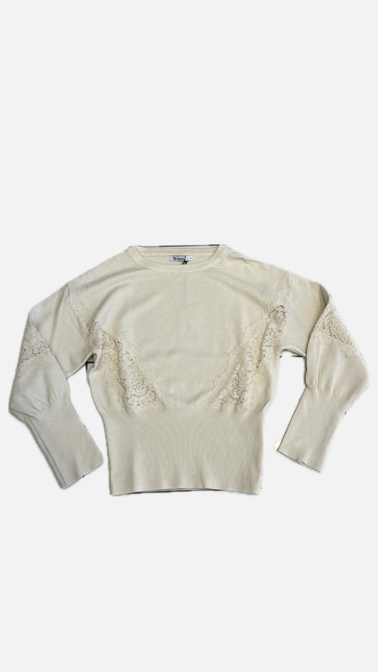 Maglioncino con trasparenza panna