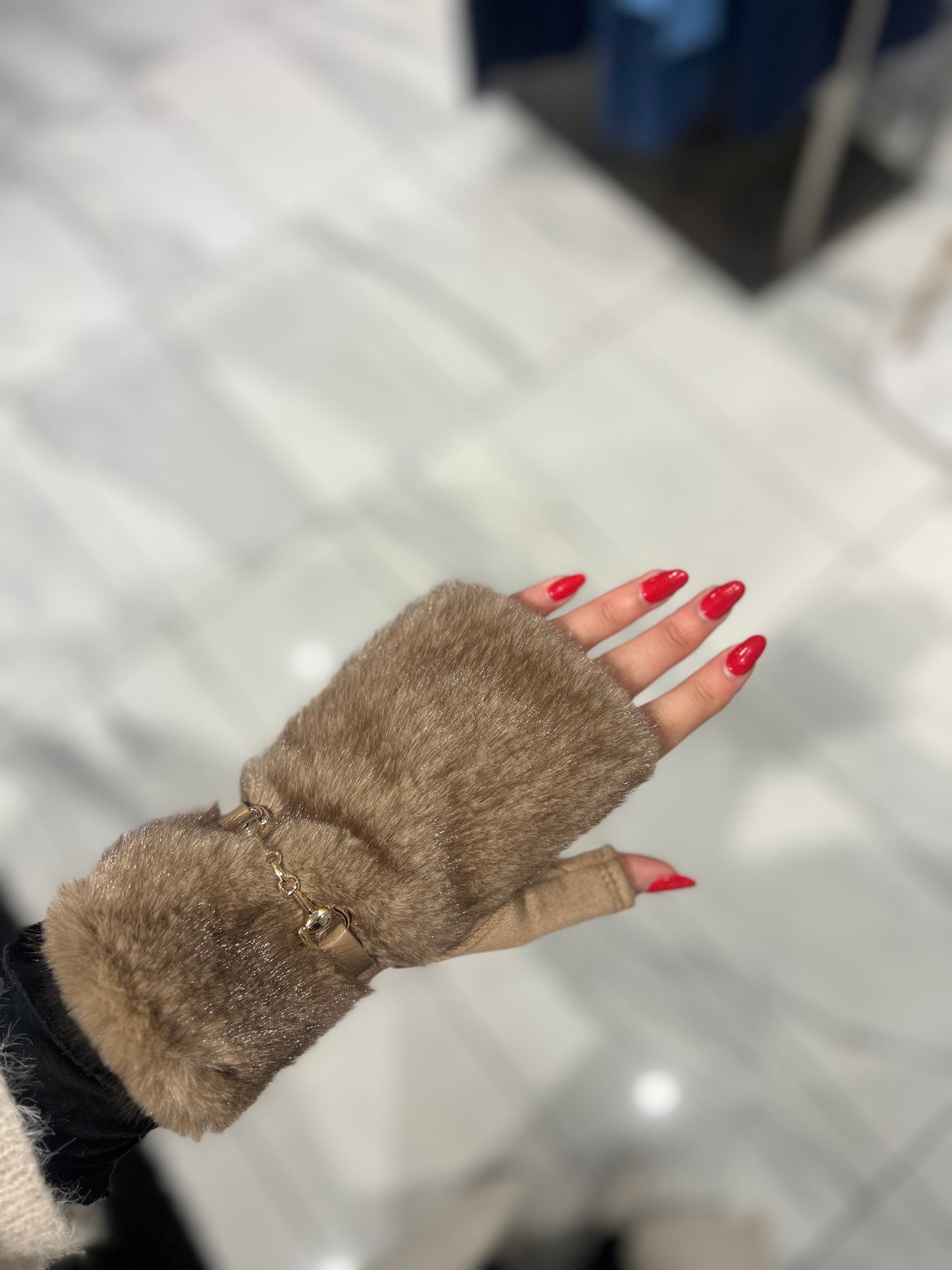 Guanti senza Dita Beige