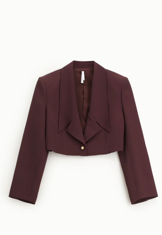 Blazer Imperial corto monopetto con collo ampio Prugna