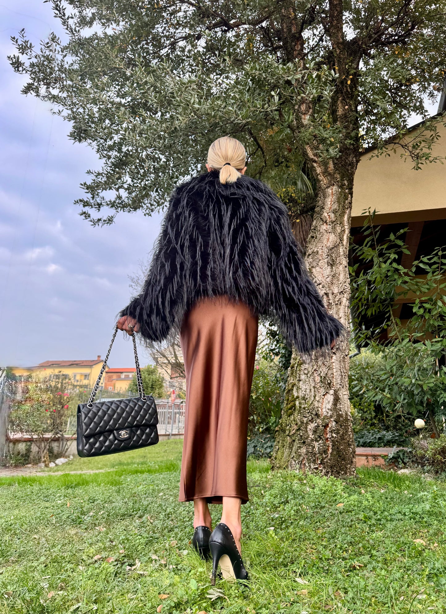 Abito lungo Imperial raso Castagna