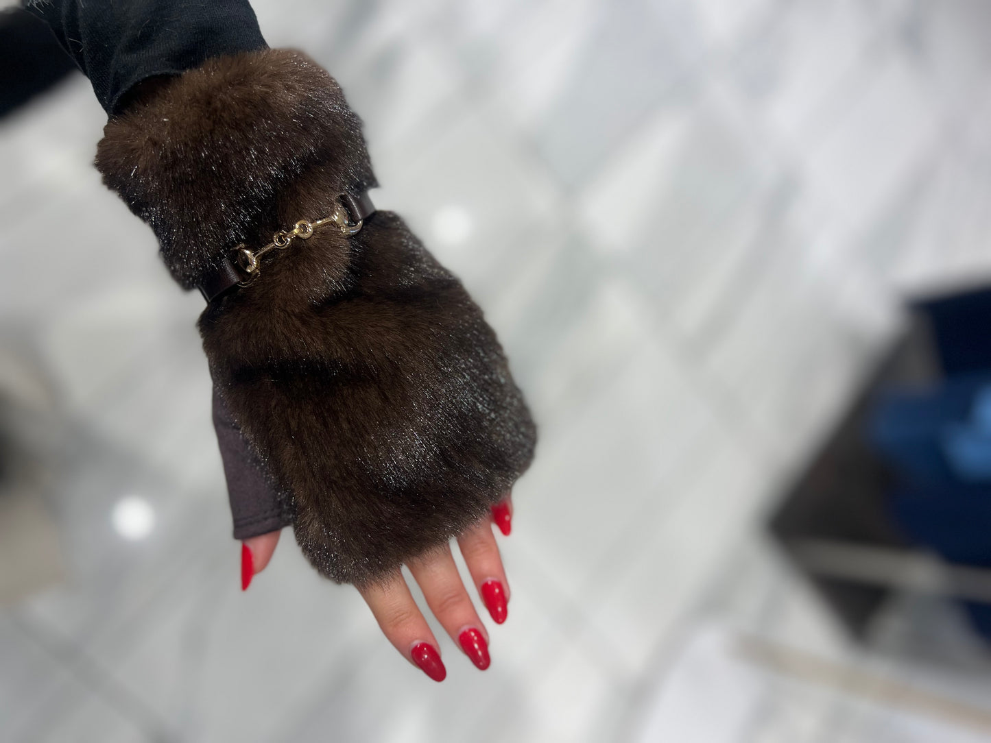 Guanti senza Dita Visone