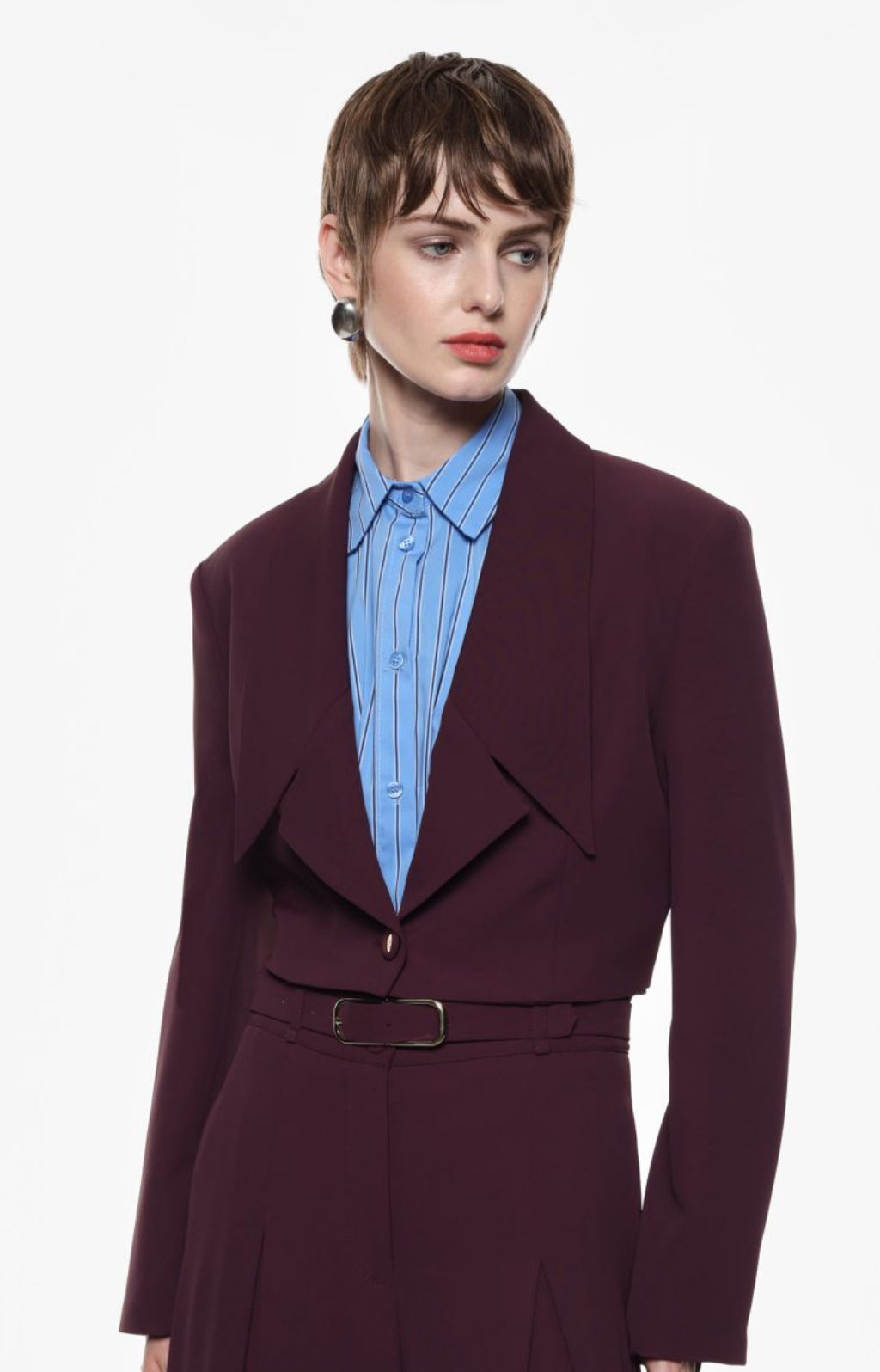 Blazer Imperial corto monopetto con collo ampio Prugna