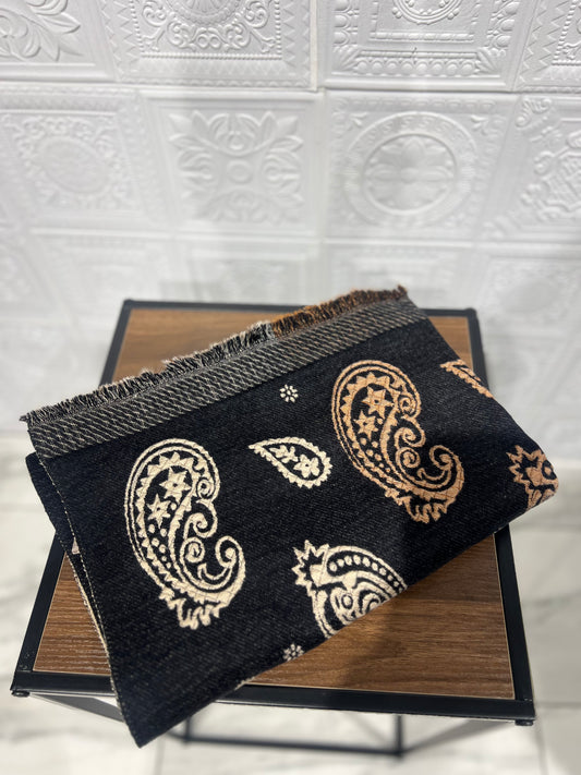 Sciarpa reversibile fantasia Nera e Beige