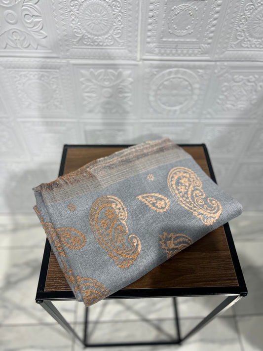 Sciarpa reversibile fantasia Azzurra e Beige