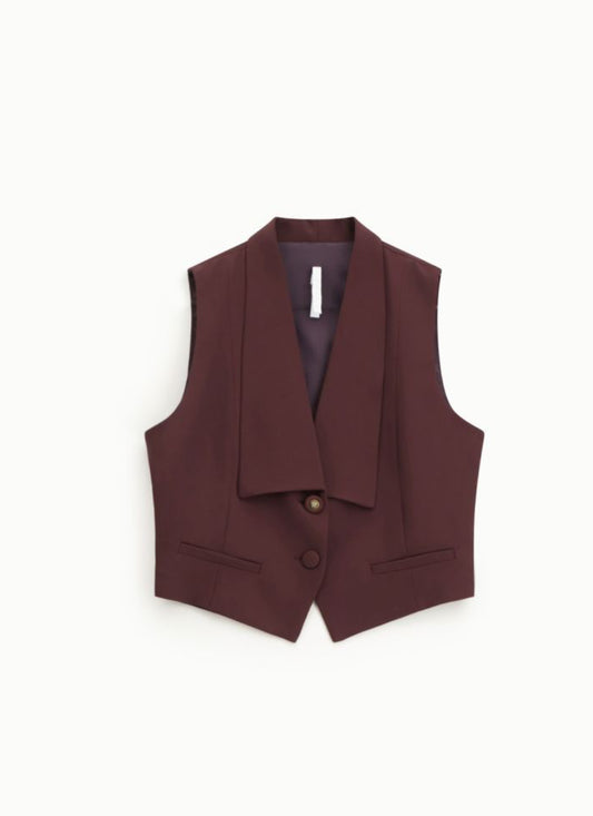 Gilet Imperial con bottoni e tasche Prugna