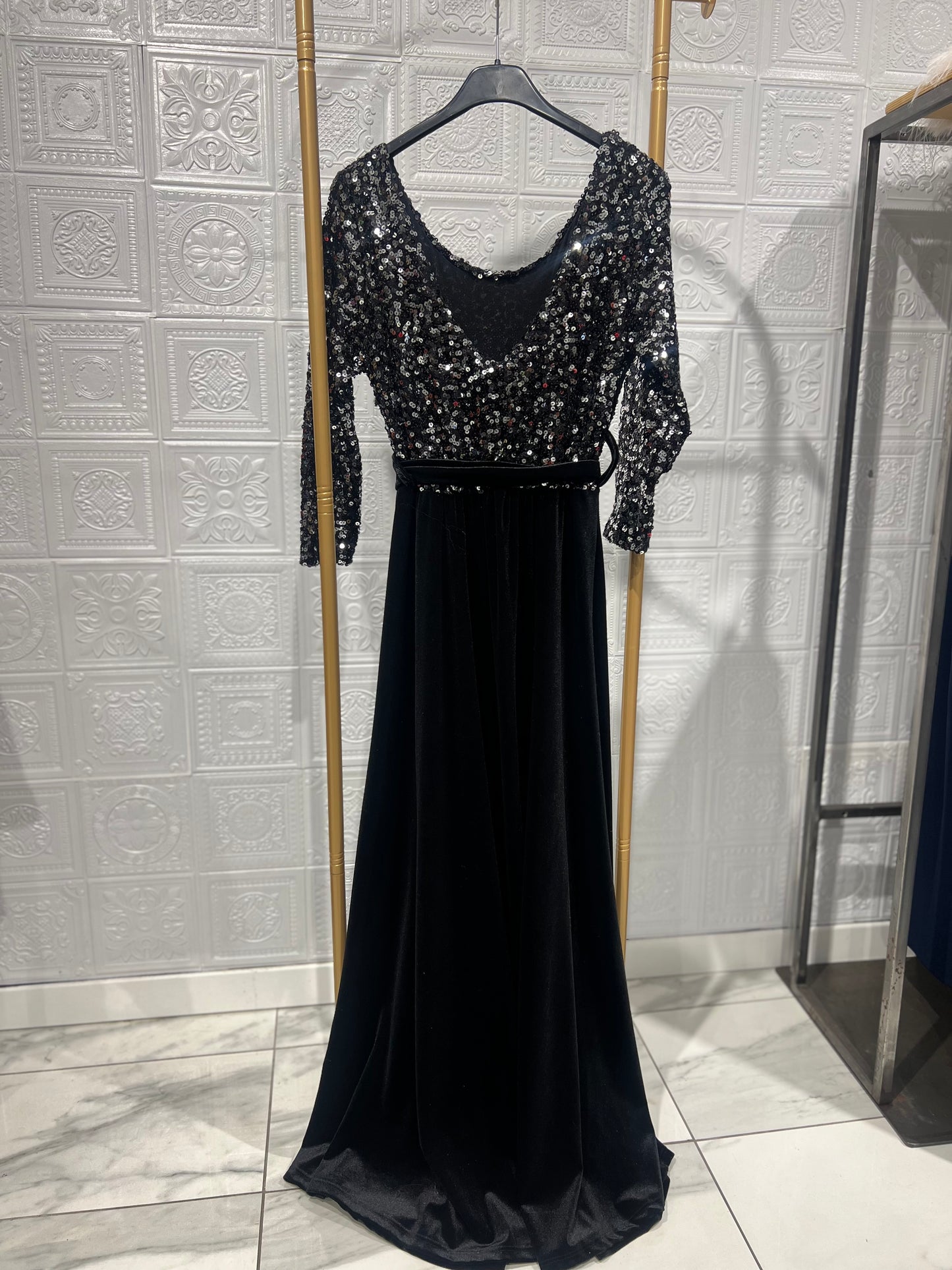 Abito Lungo Velluto e Paillettes