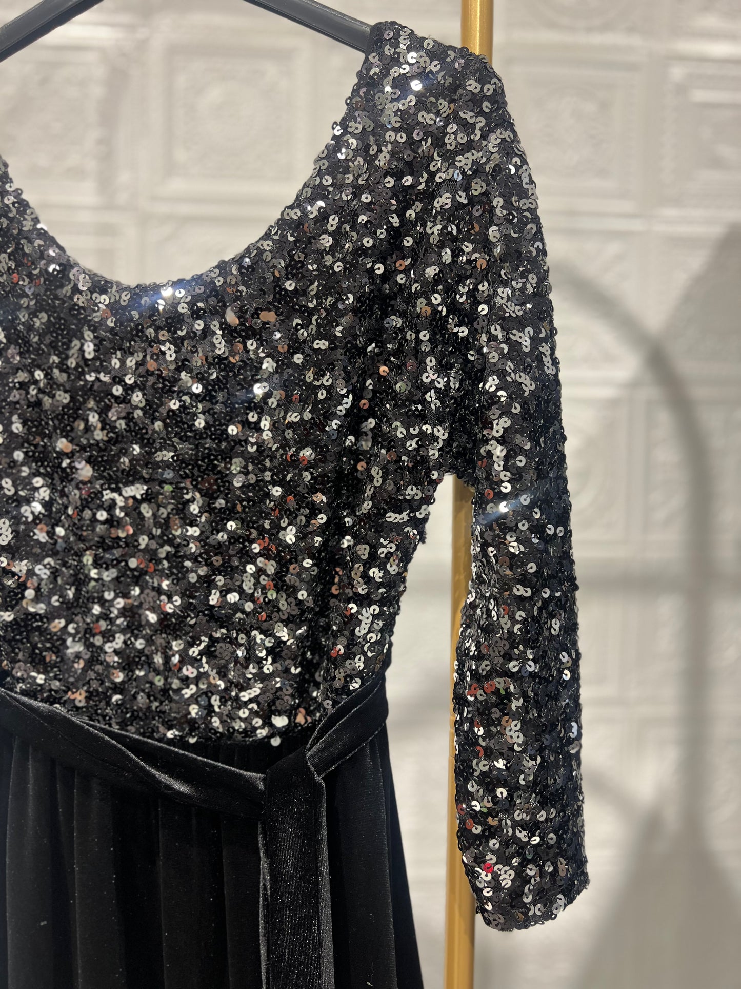 Abito Lungo Velluto e Paillettes