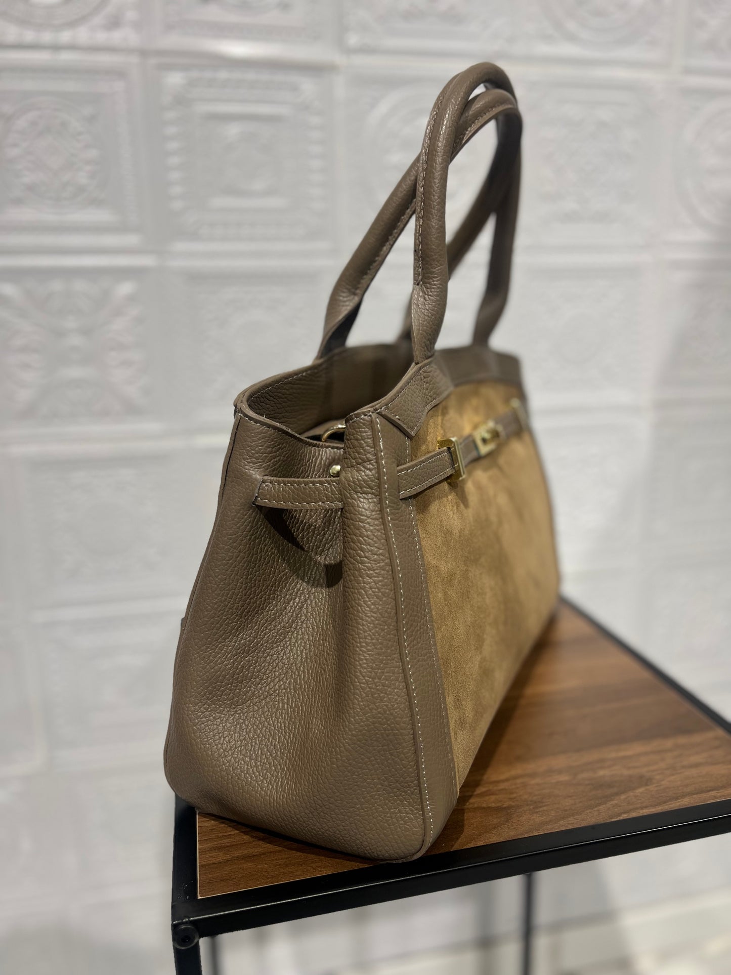 Borsa H Grande Tortora Vera Pelle