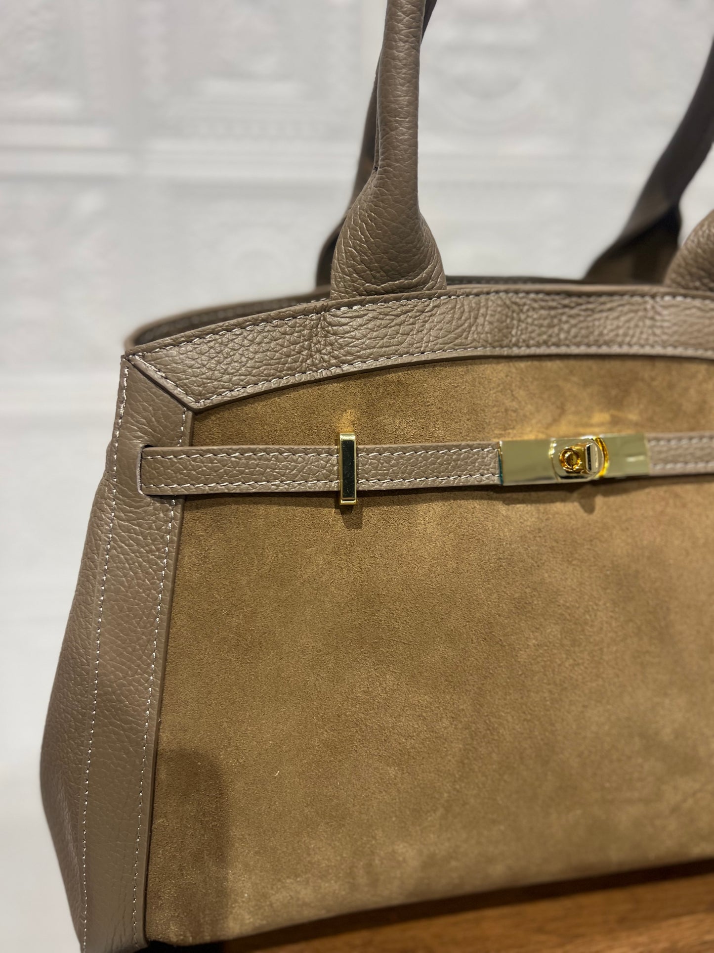 Borsa H Grande Tortora Vera Pelle