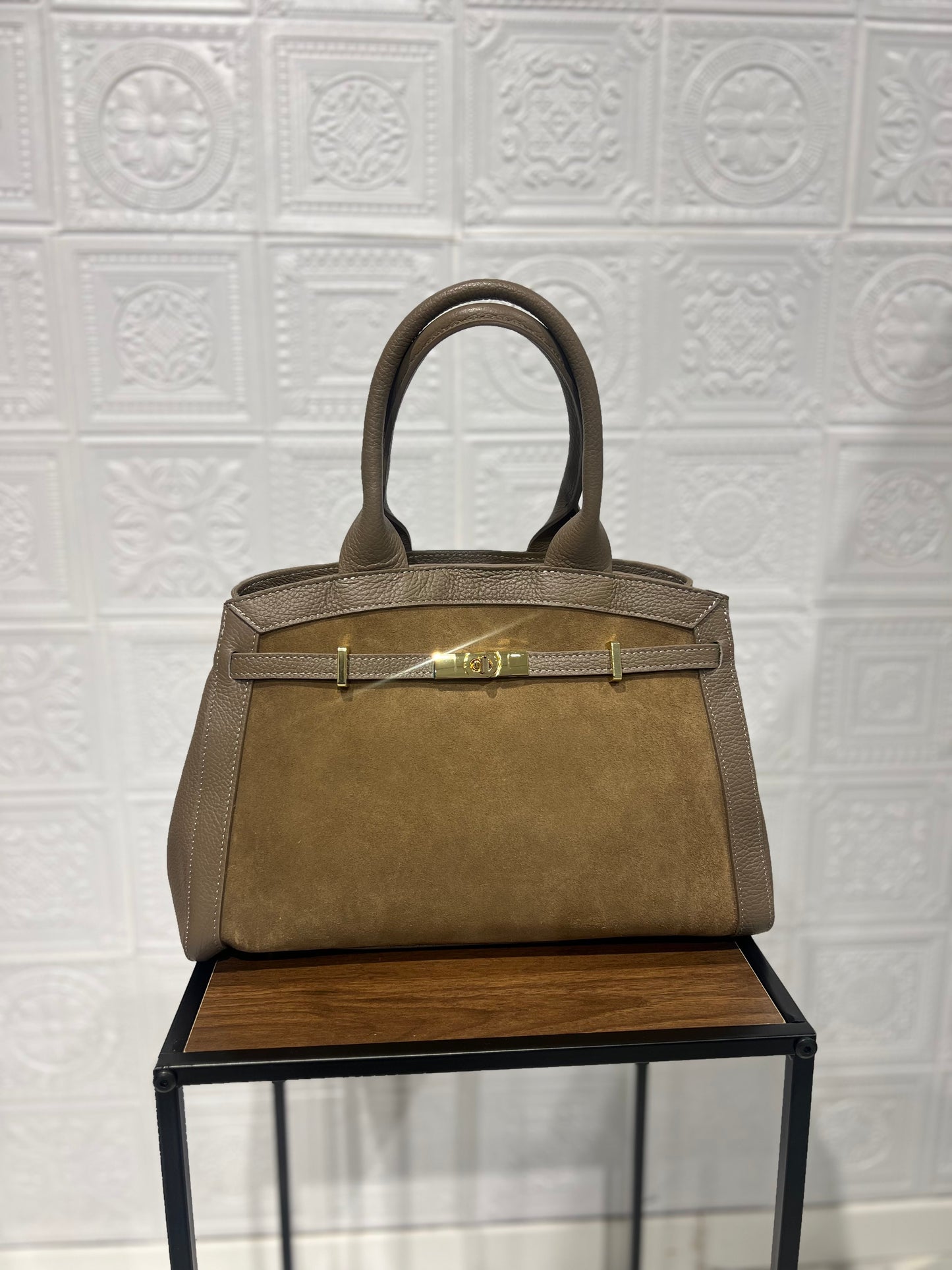 Borsa H Grande Tortora Vera Pelle