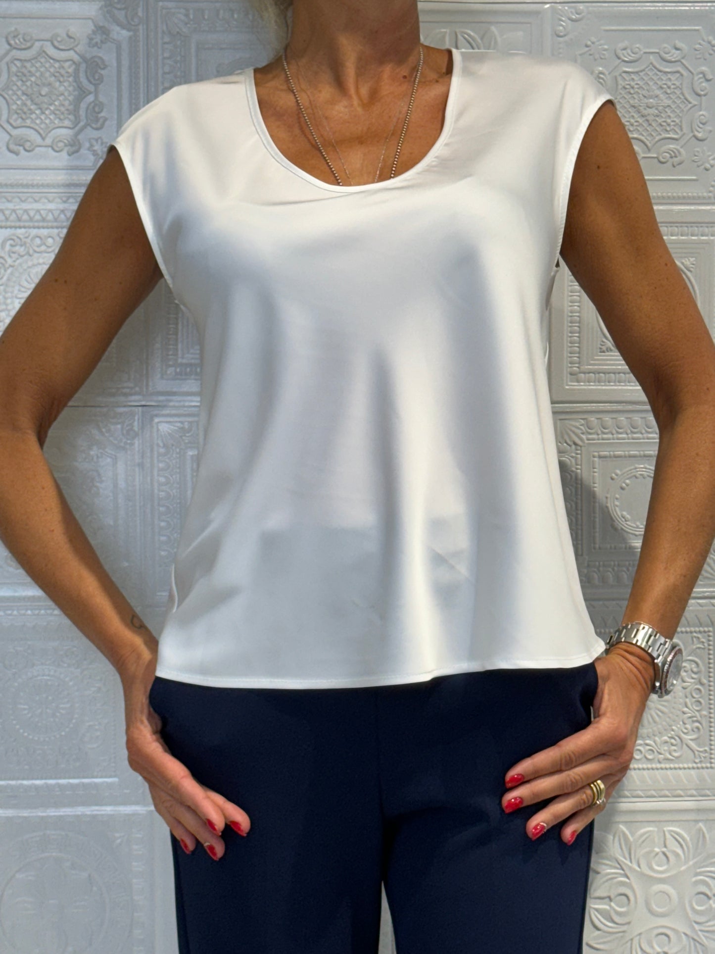 Top Imperial scollo a V Bianco