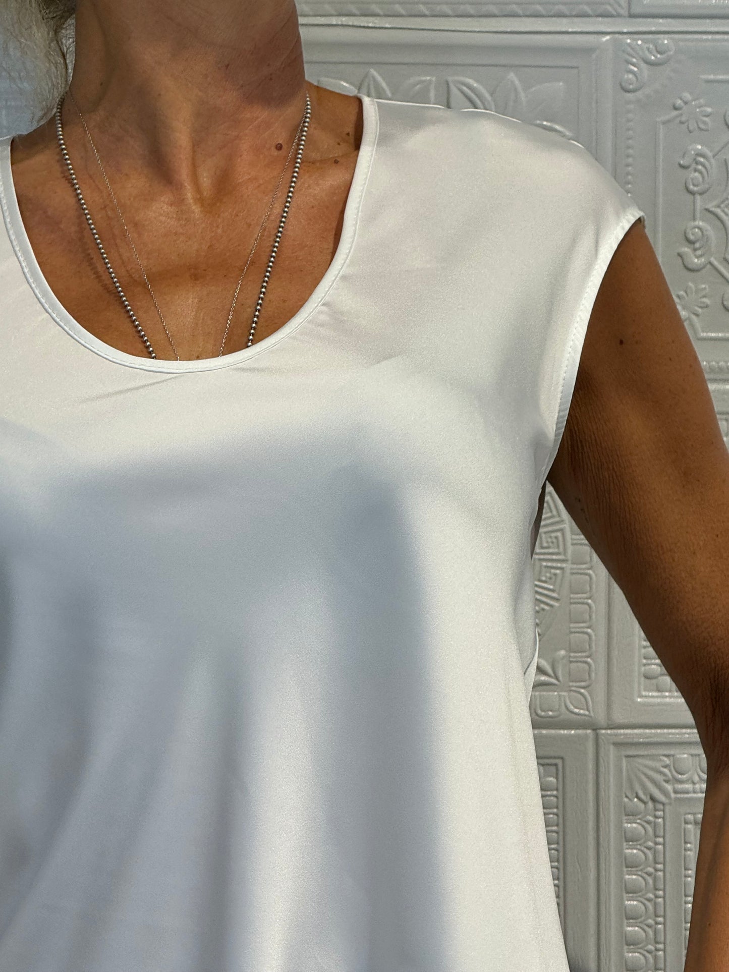 Top Imperial scollo a V Bianco