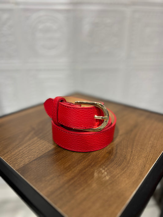 Cintura Casual Rossa in Pelle