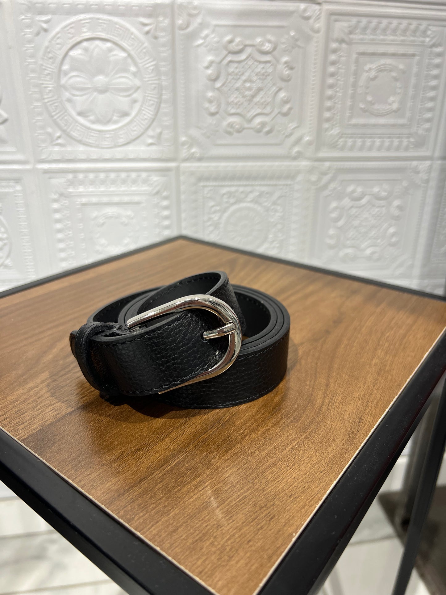Cintura Casual Nera in Pelle