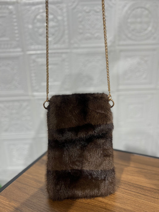Tracolla Pelo Porta Cellulare Visone