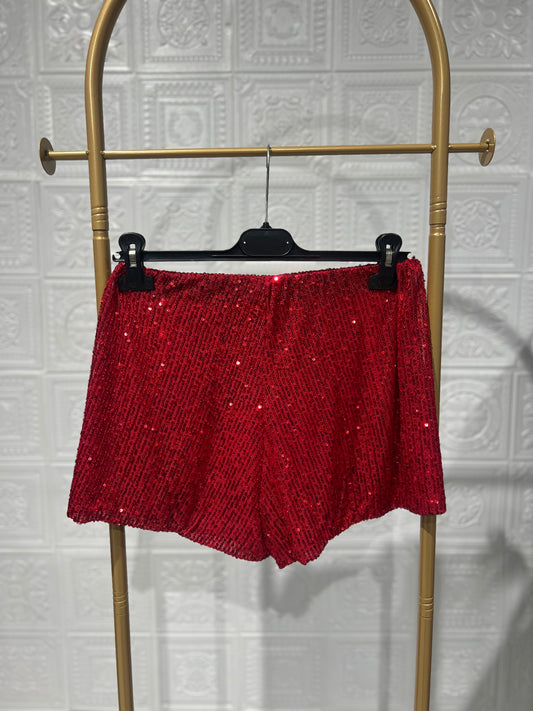 Pantaloncino Paillettes Rosso