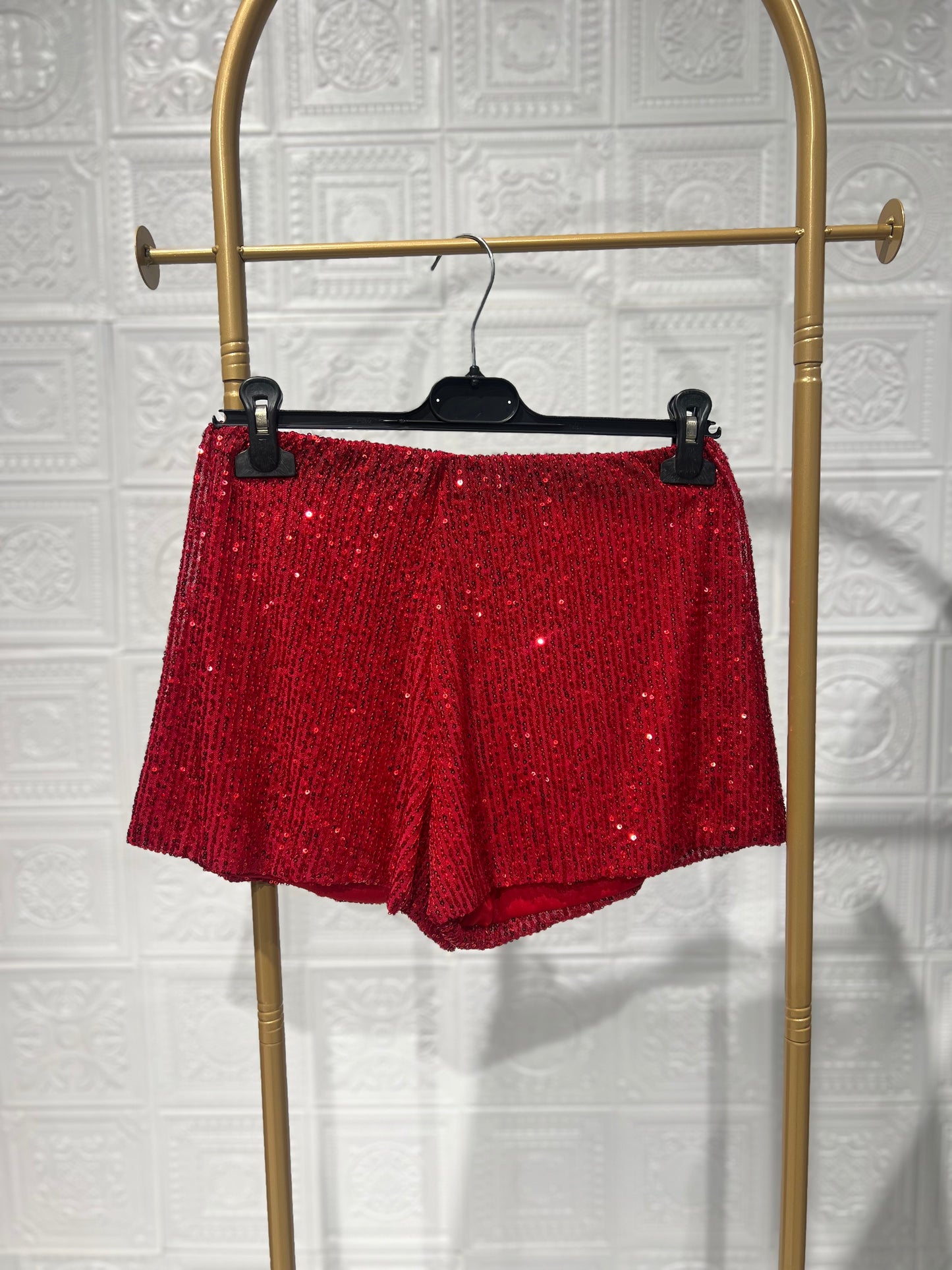 Pantaloncino Paillettes Rosso