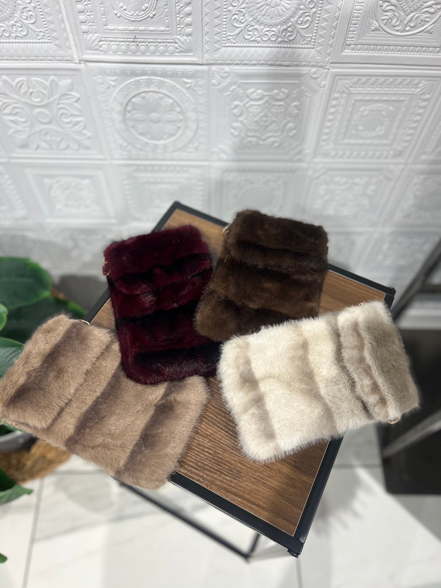 Tracolla Pelo Porta Cellulare Bordeaux