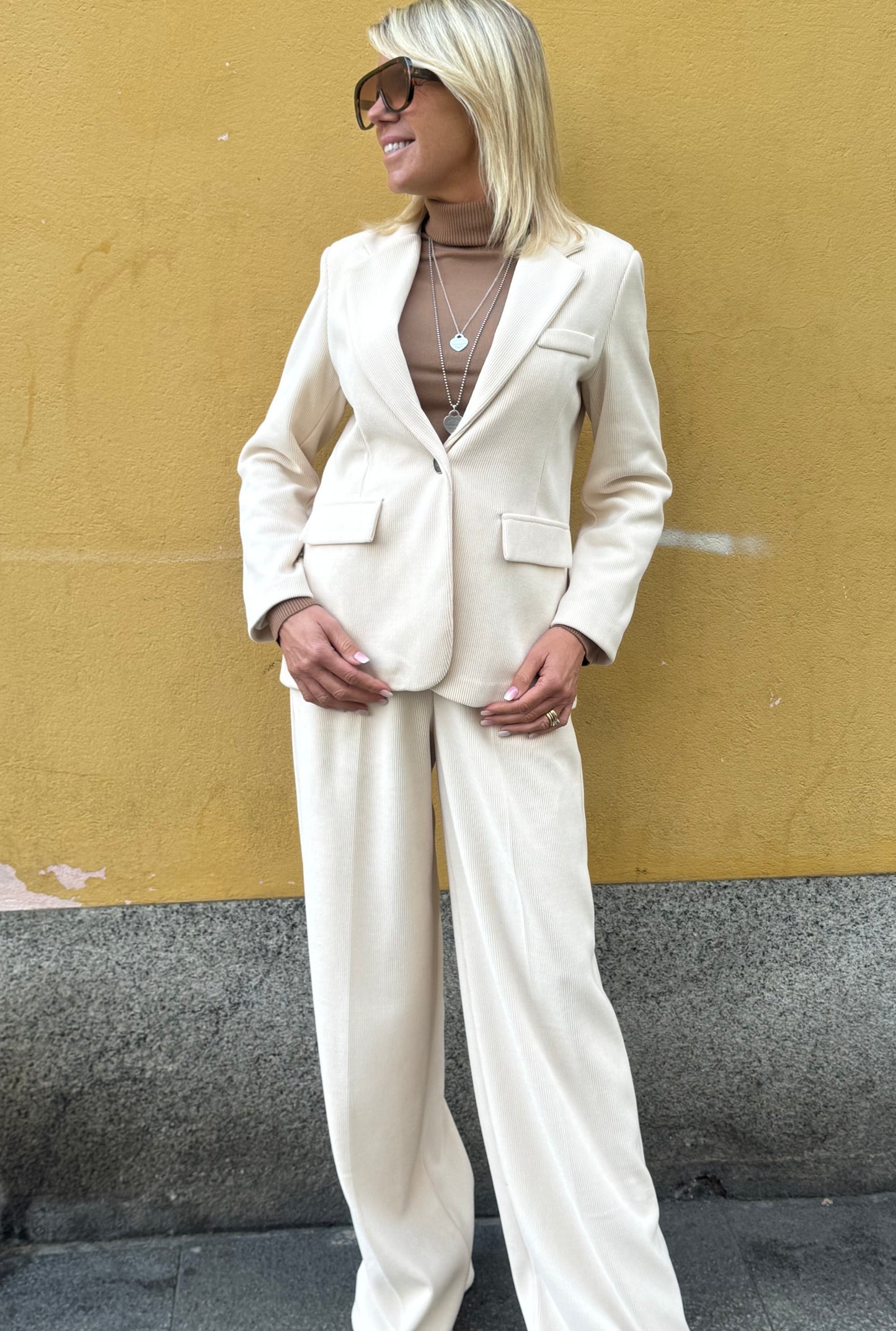 Pantalone Velluto Panna