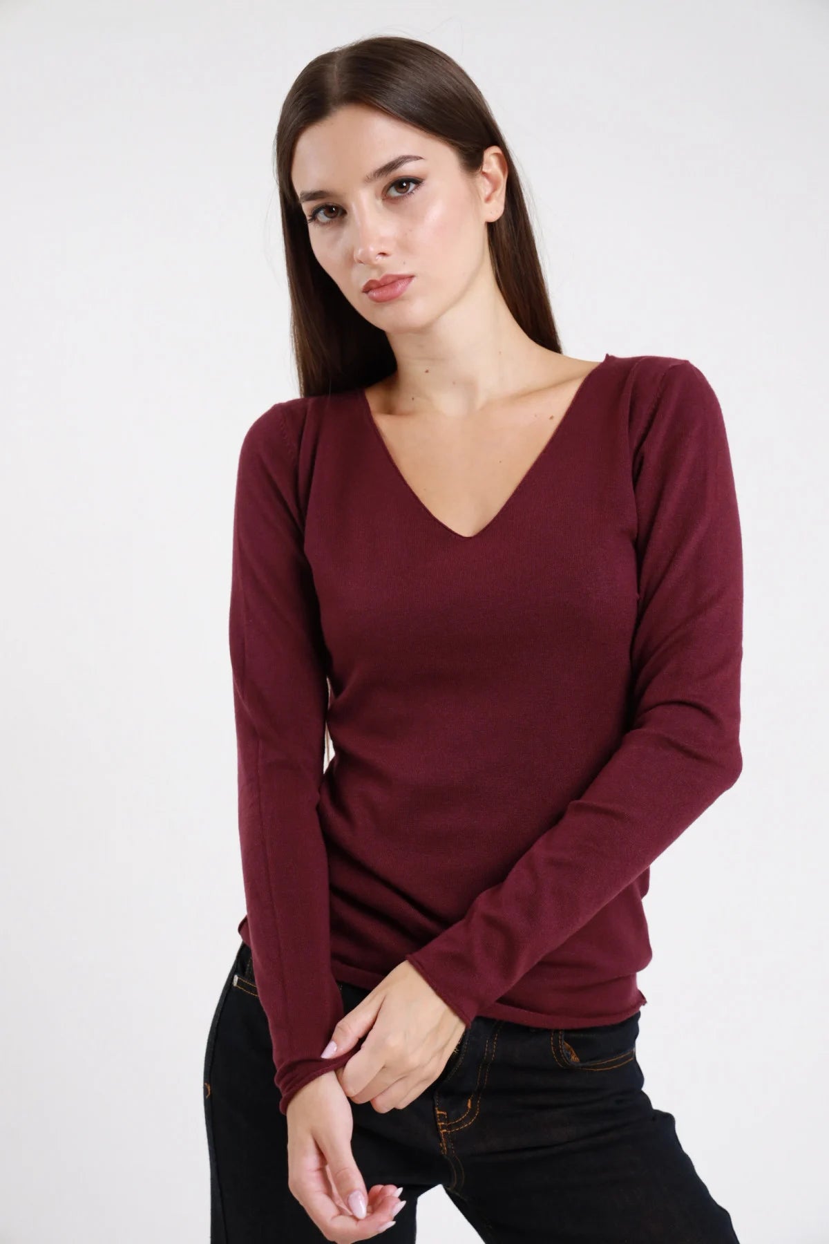 Maglia scollo V barolo